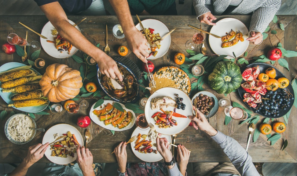 Healthy Thanksgiving Smiles, A table full of thanksgiving food